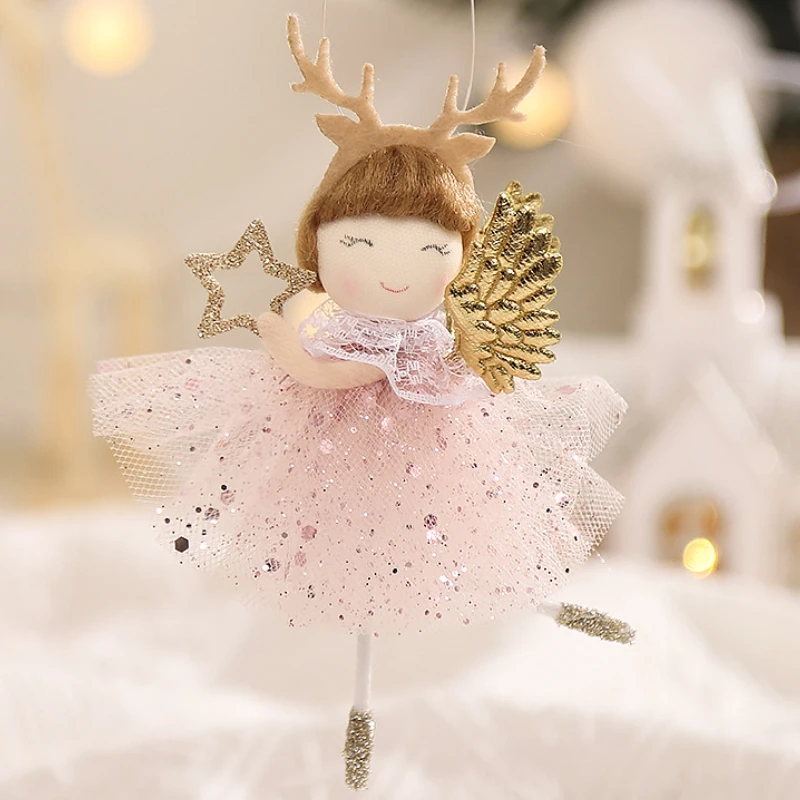 New Year 2024 Gift Plush Angel Doll Christmas Tree Hanging Ornaments Christmas Angel Doll Decoration for Home Noel Navidad