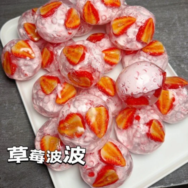 Strawberry Vaseline Building Blocks Handmade Ball Squishy Stress Relief Toy Fruit Filled Office Desk Squeeze Fidget Toy Gift view 6