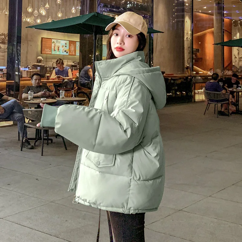 

Fashion Short Down Cotton Coats Women's Korean Style Loose Winter Thickened Hooded Cotton-padded Jackets Parkas 2022 New