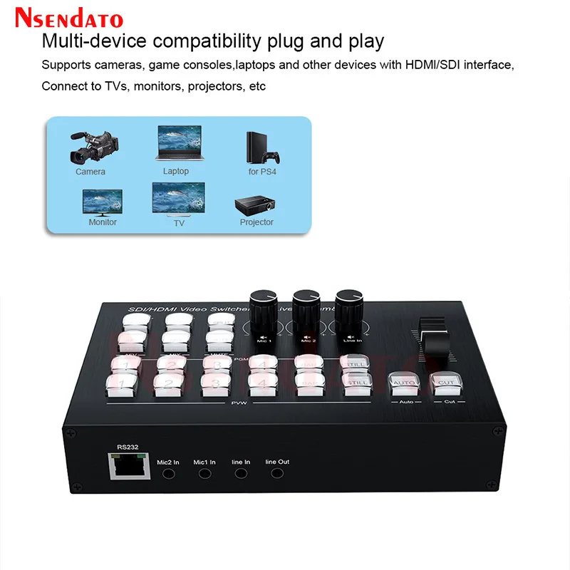 3G SDI HDMI Video Encoder Switcher Multi 4 Camera Live Production Station For Video Capture Recorder Live Streaming Audio Mix