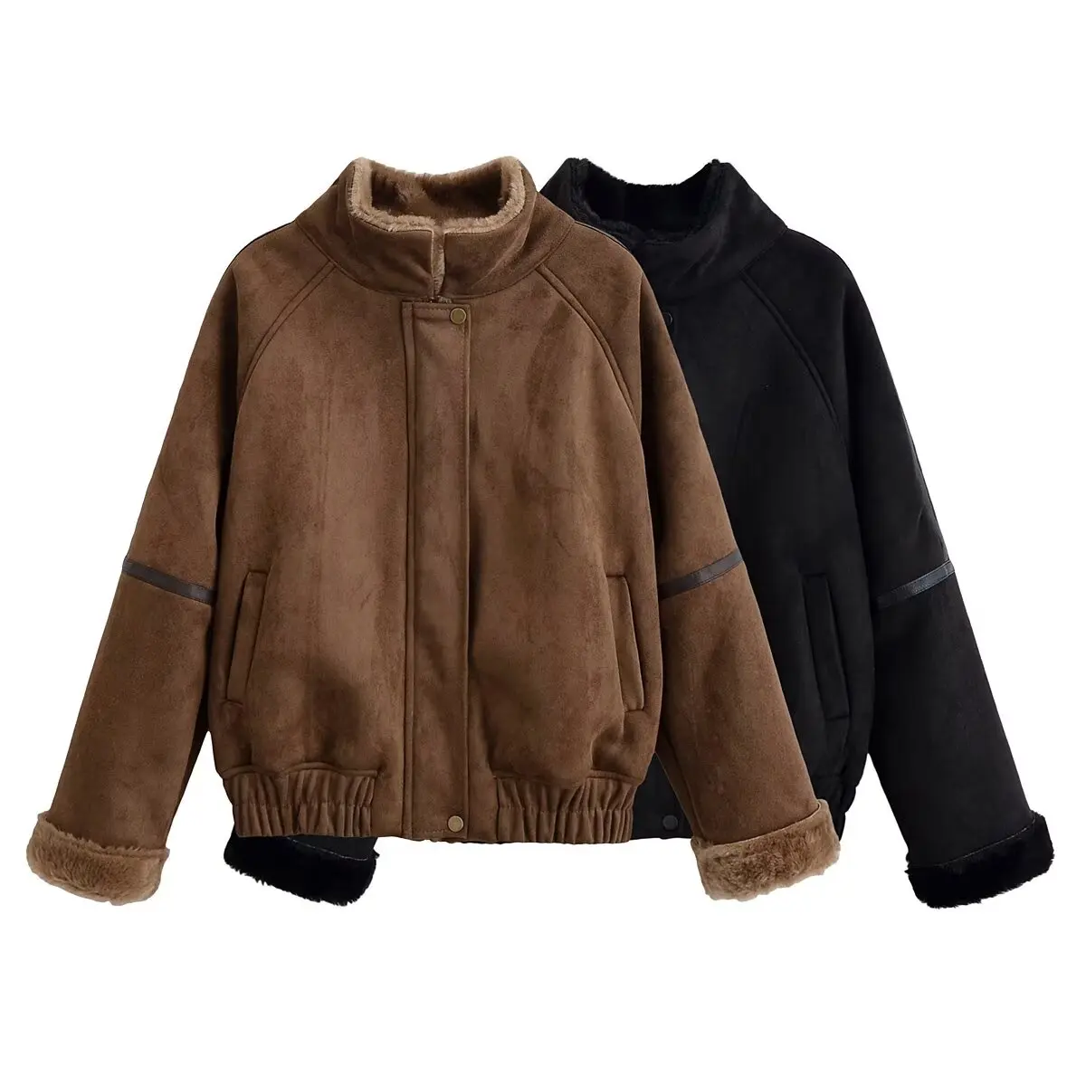 Faionable Thiened Pelle scamosciata Jaet Donna Autunno Inverno Nuovo arrivo ZR Sle Intercato Cappotto di pelliccia in pelle Versatile Sli