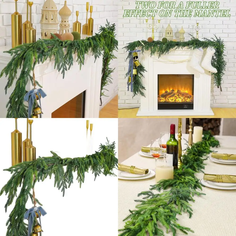 

Realistic 6-Foot Artificial Christmas Norfolk Pine Garland for Indoor/Outdoor Use - Perfect for Fireplace Mantle Winter Decorati