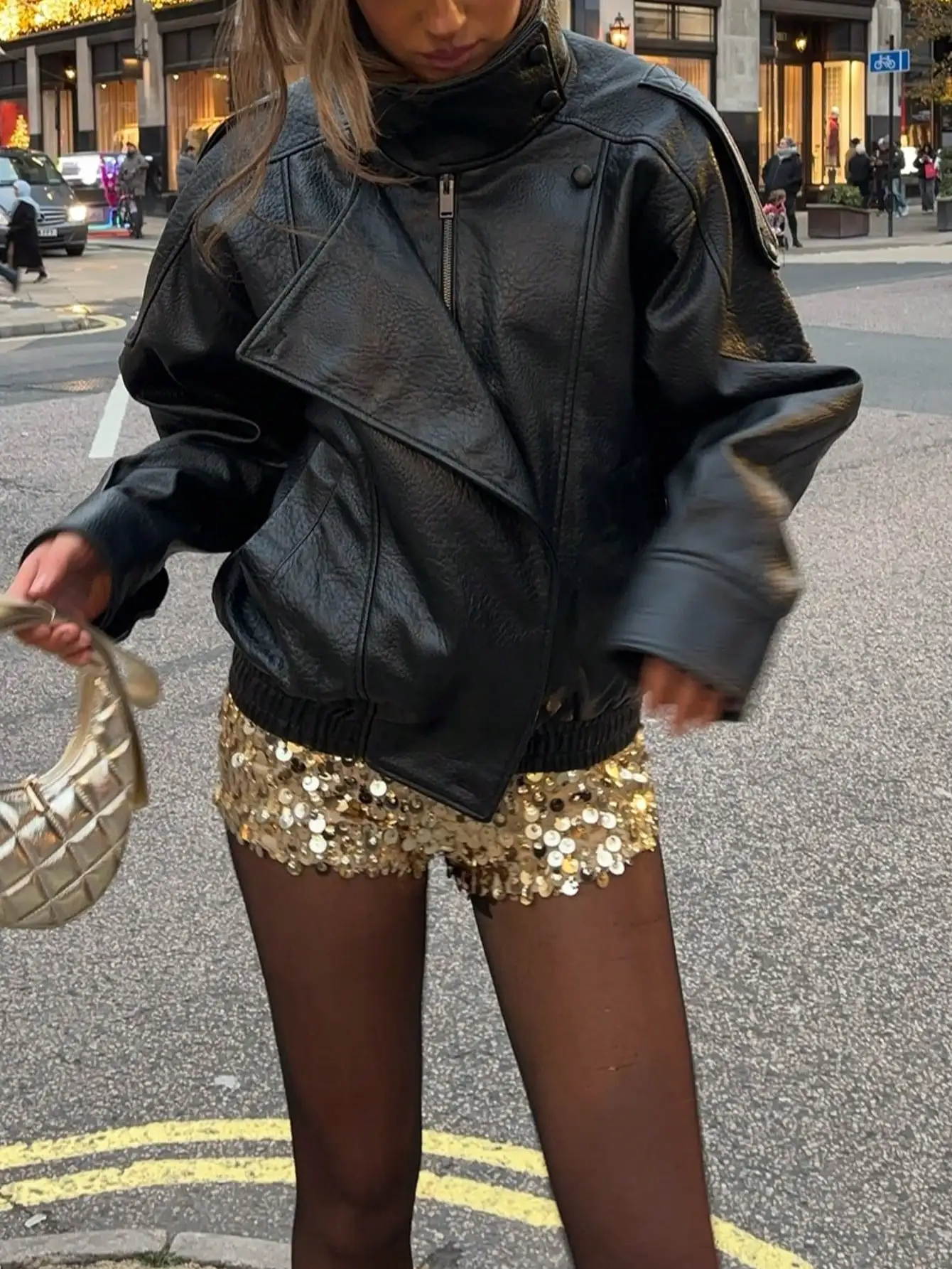 

Женская черная мотокуртка из искусственной кожи с высоким воротником и асимметричной молнией, больших размеров, винтажный стиль для осени/зимы