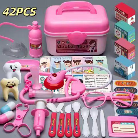 Creative Children Doctor Play Set Simulation Dentist Interactive Kid Stethoscope Doctor Set Blue/Pink Funny