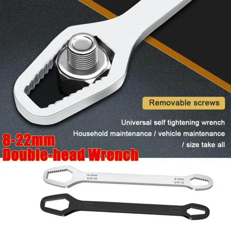 Universal Torx Wrench Double-Ended Multifunctional Torx Wrench Ratcheting Wrench Self-Tightening 8-22mm Screw Nuts Repair Wrench