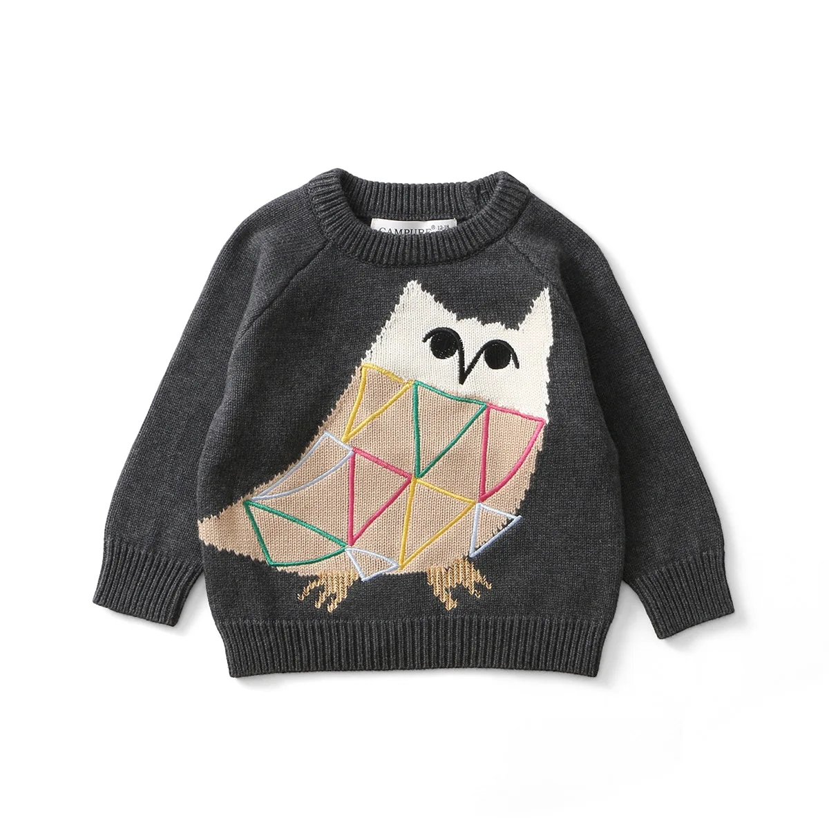 Cat Owl Embroidery Knit Sweater Children's Fall Winter Cartoon Jumper Hooded Top Soft Warm Cute Gift for Kids Boy Girl