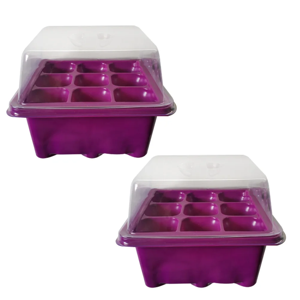 

2Pcs Nursery Box Plant Tray High-quality Durable Starter Tray for Home Gardening Novice Transparent Cover Multiple Holes Design