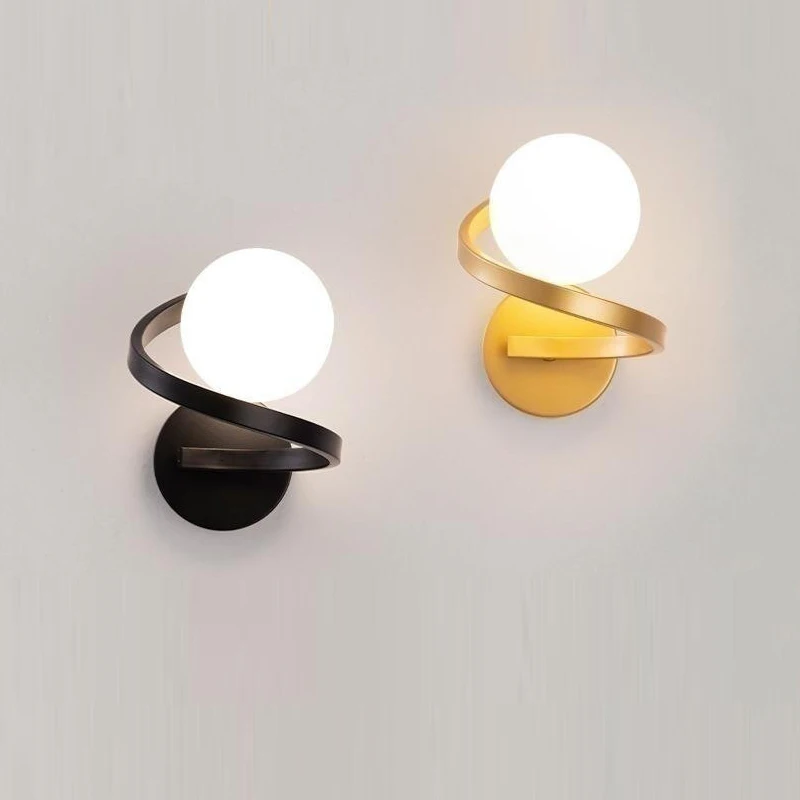 

Nordic Modern LED Wall Lamp Black Gold Glass Decor Wall Light for Living room Bedroom Night Light Indoor Wall Sconce Light Lamp