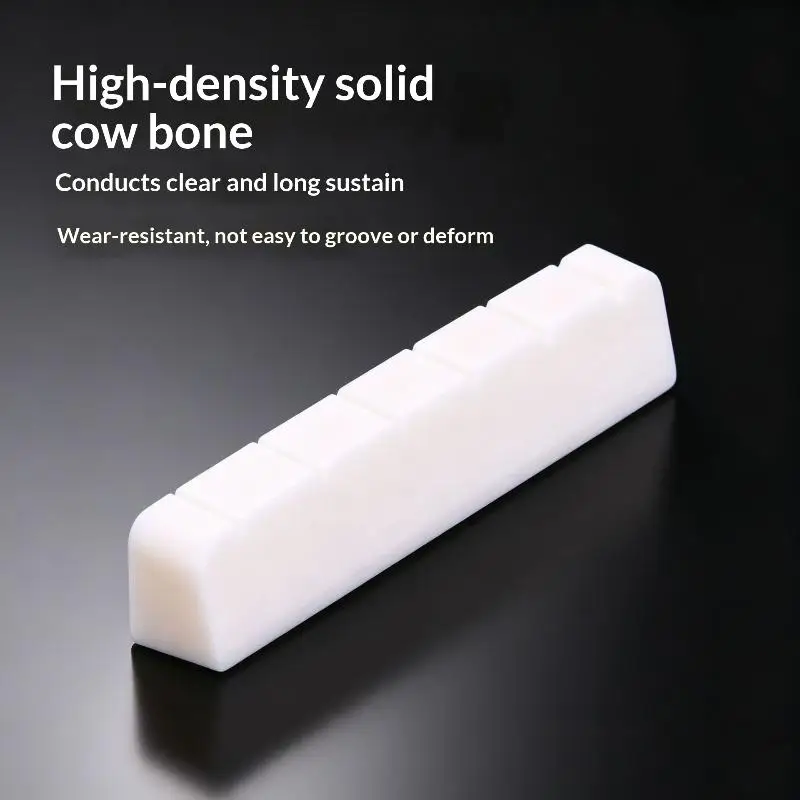 Pre-slotted Flat Bottom 6 String Electric Guitar Bone Nut Genuine Real Bone Replacement for Guitar Enthusiasts Luthier Use