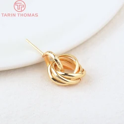 (2069)6PCS Circle 12MM 24K Gold Color Brass Sliding Circle Stud Earrings High Quality Diy Jewelry Findings Accessories