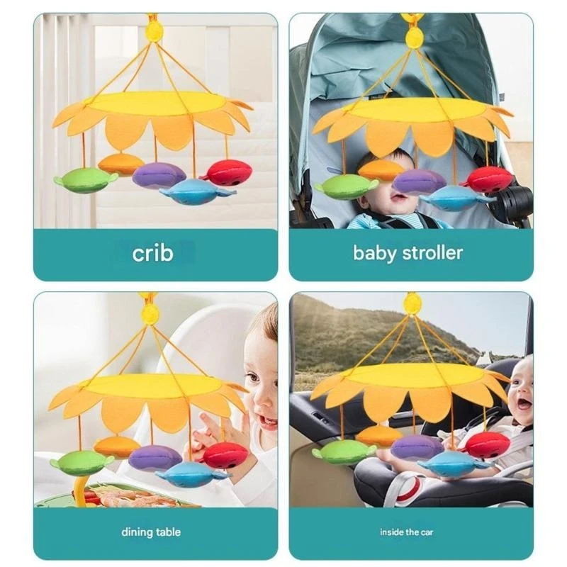  Safe Infant Activity Hanger With Cartoon Animal Hanging Toy with Gentle Bells for Visual and Auditory Stimulation