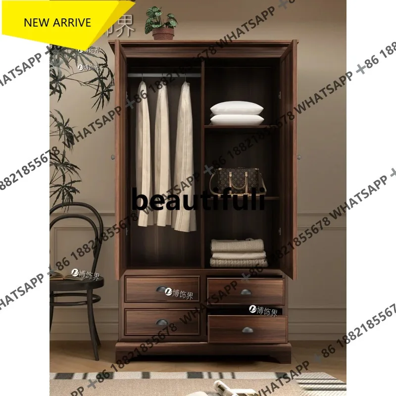 

D178 Американский ретро-гардероб, французский домашний шкаф для спальни, европейский, Nanyang, средневековый, с двойной дверью, шкаф для хранения из цельного дерева