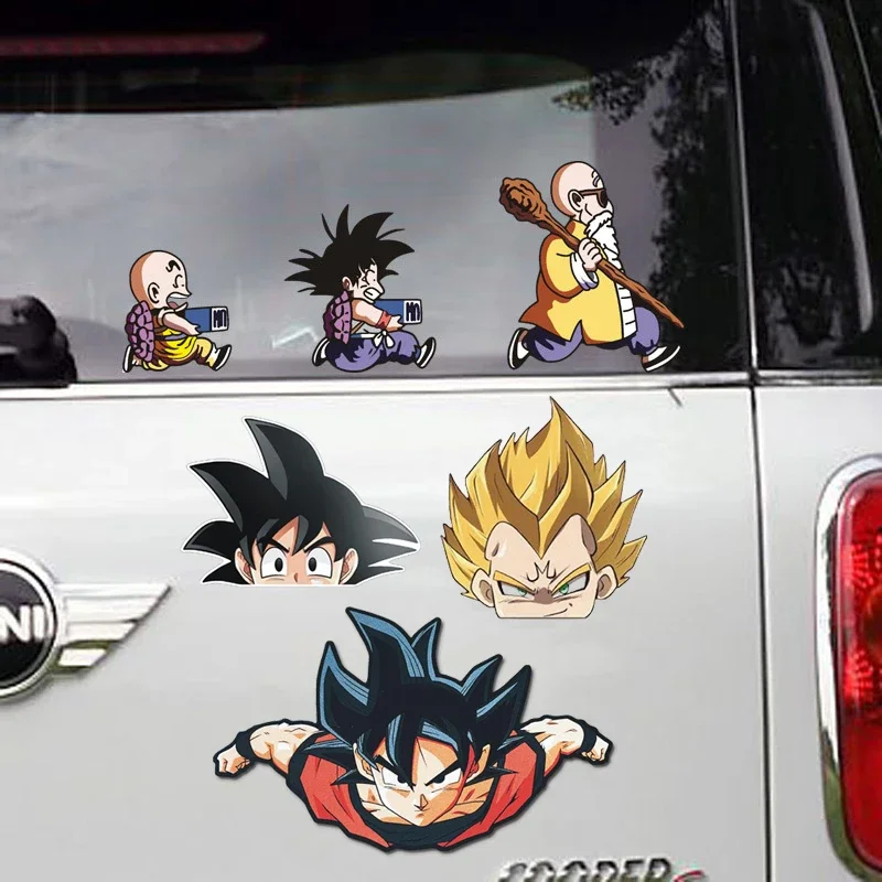 Dragon Ball Son Goku Funny Car Sticker Cute Figure Stickers Decoration for Trunk Windshield Bumper Motorcycle Helmet Accessories