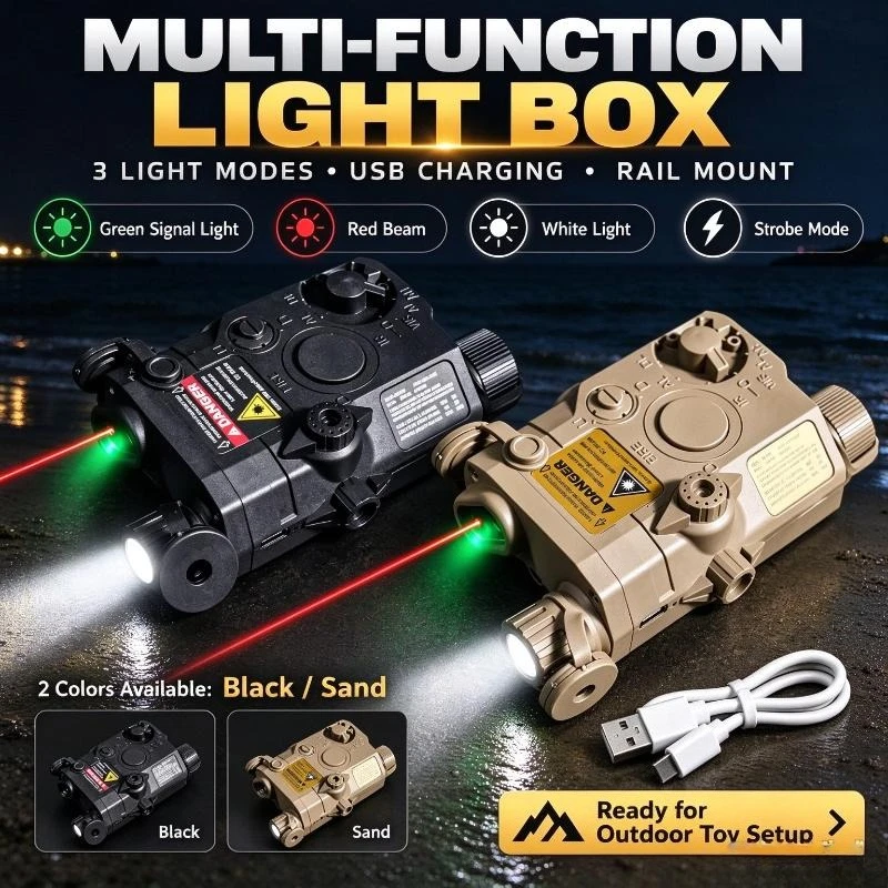 Nylon Multi-Mode Light Box with Green Signal Light, Red Beam, Strobe Mode, Battery Powered, Rail Mount, Hobby Toy Part