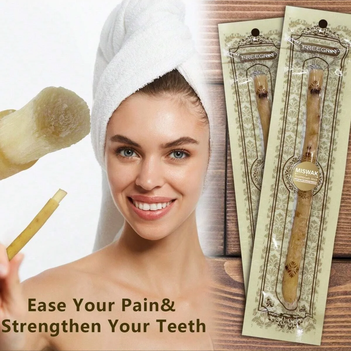 

FREEGRIN Натуральные палочки Miswak Зубная щетка Аутентичные арабские растения Siwak Wood Органическая зубная щетка Жевательная палочка Зубная щетка