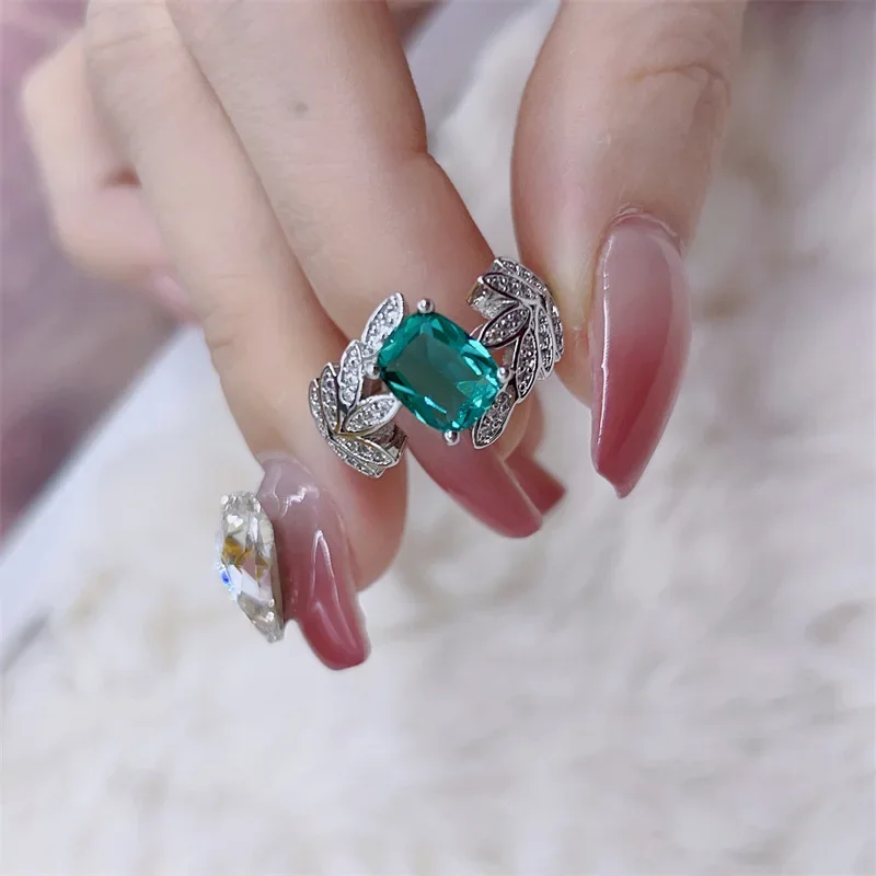 2025 neue Bijoux Frauen Trendy 925 Sterling Silber Offenen Ring Modeschmuck Smaragd Verlobungsring für Frauen Anillos Mujer