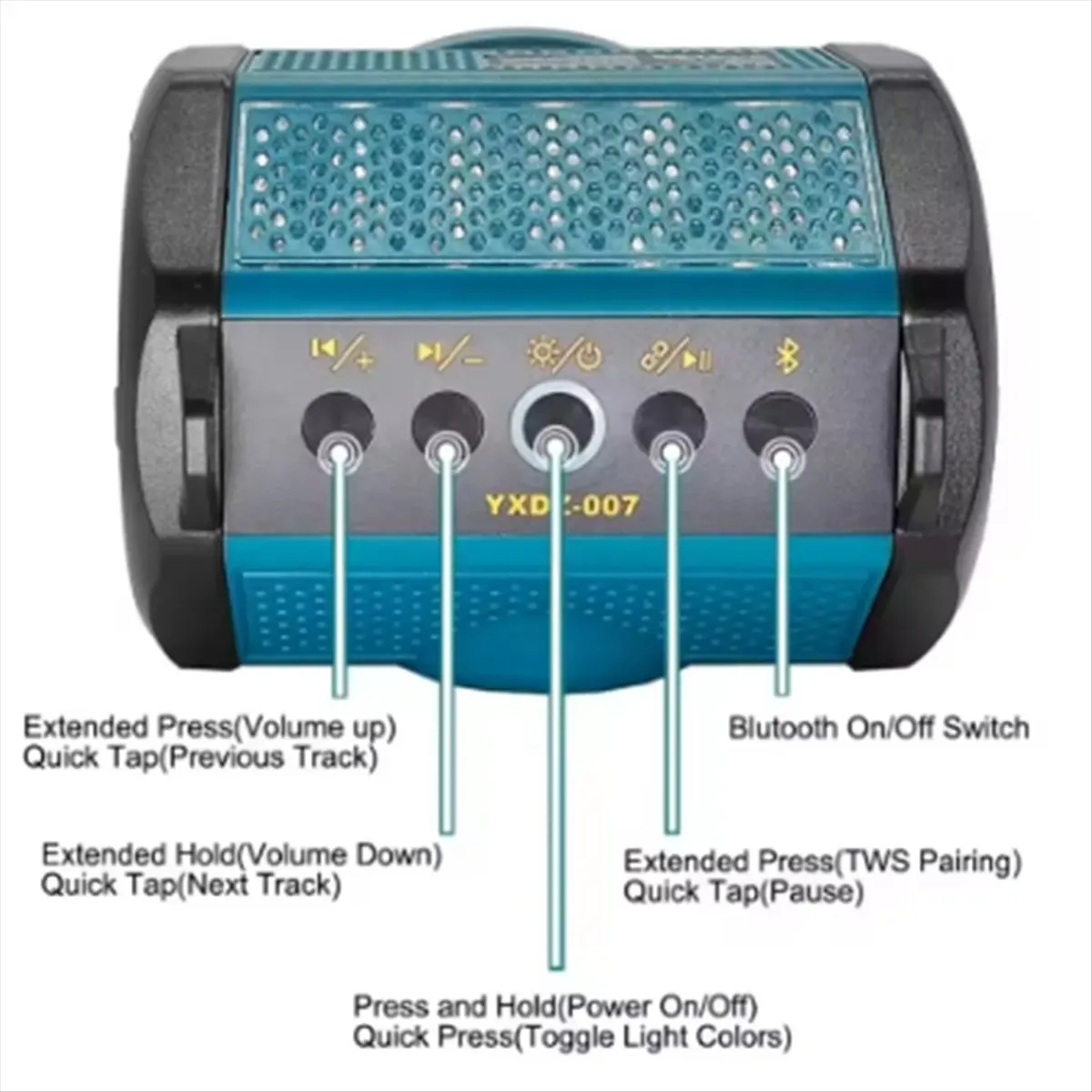 

*AA90P Портативный беспроводной Bluetooth-динамик с портом USB Type-C Громкоговоритель для дома и вечеринки для батареи Makita 18 В (без батареи)