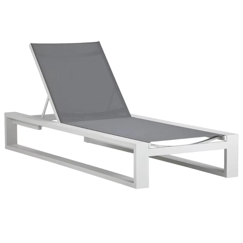 White waterproof relaxing beach chair aluminum frame outdoor sun lounger garden foldable swimming pool day bed furniture
