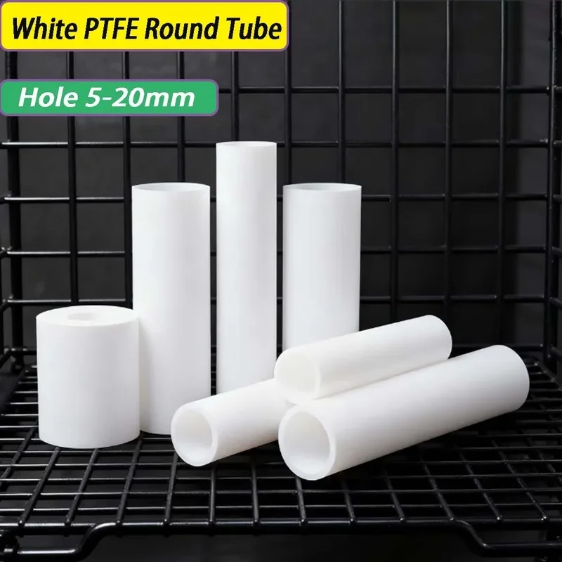 1Pcs White PTFE Hollow Rod 10-25mm OD 5-20mm ID Non-Toxic Eco-Friendly DIY Craft Tube