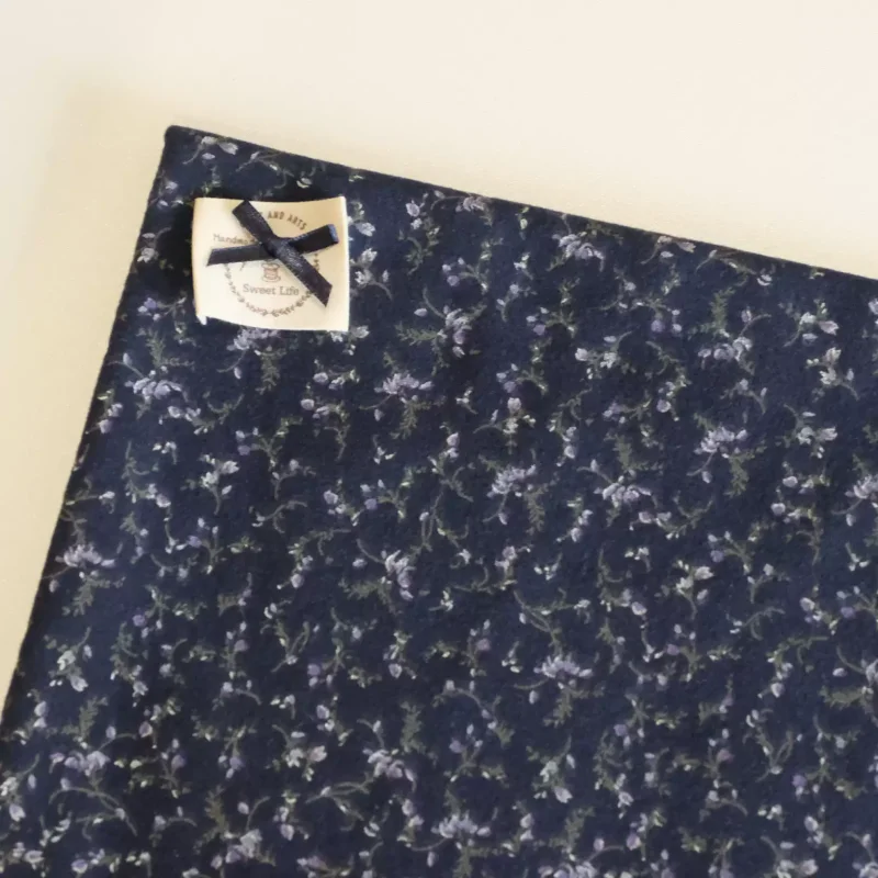 Navy Blue Floral Cotton Brushed Autumn Winter Fabric Handmade Skirt DIY Sewing Material for Crafting And Home Projects