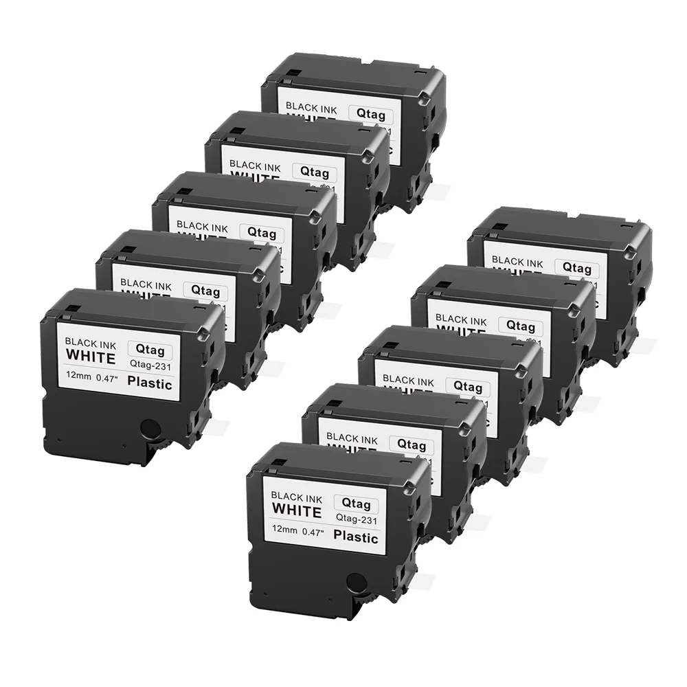 12mm 0.47 Inch Black on White Label Tape Compatible Replacement for Brother Btag-231 Works with Brother P Touch PT-N10