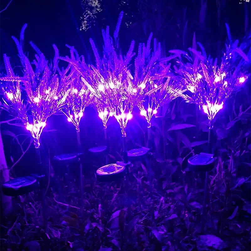 Lavender LED Flower Solar Light, Waterproof Ground Stake Lamp for Lawn Patio Garden Wedding Birthday Holiday Outdoor Decor