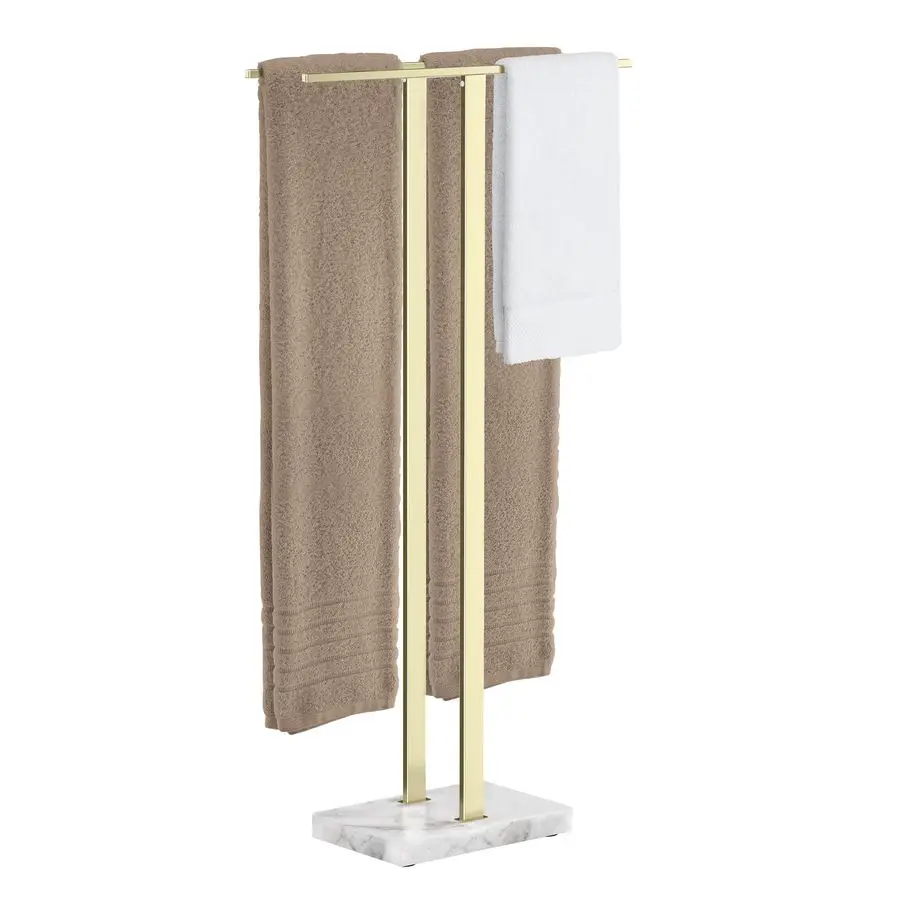 

Standing Towel Rack with Marble Base, 37 H Equal Height Gold Towel Rack for Bathroom Floor, Towel Rack Stand Fits Large Bath Tow