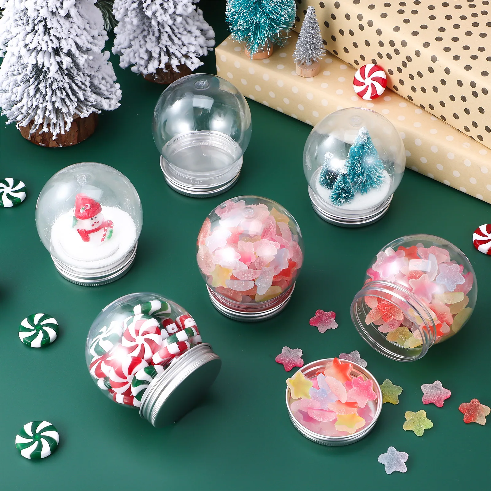 

10pcs DIY Snow Globe Water Globes Screw Off Caps Empty Snow Globe Making Props DIY Craft Props Christmas Display Favor Gifts