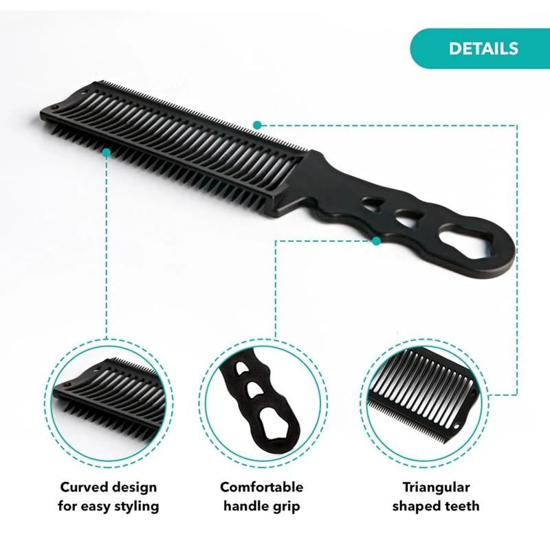 3Pcs Fade Comb For Men,Barber Cutting Comb, Anti-Static Heat Resistants Adjustable Curved Comb For Positioning And Flat