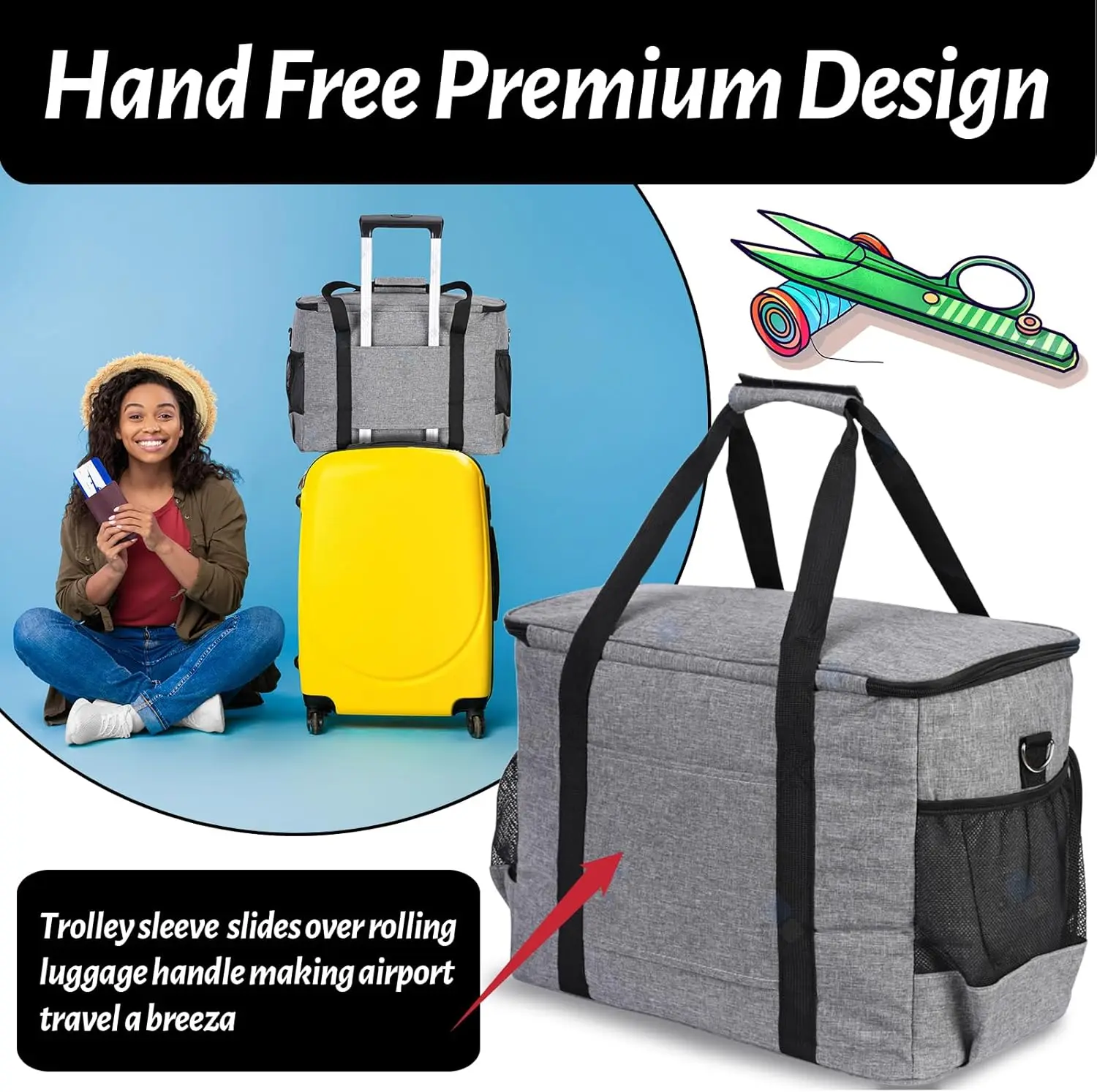 Tas Jinjing Mesin Jahit dengan Banyak Kantong Penyimpanan, Tas Tote Universal dengan Tali Bahu Untuk Sebagian Besar Mesin Standar