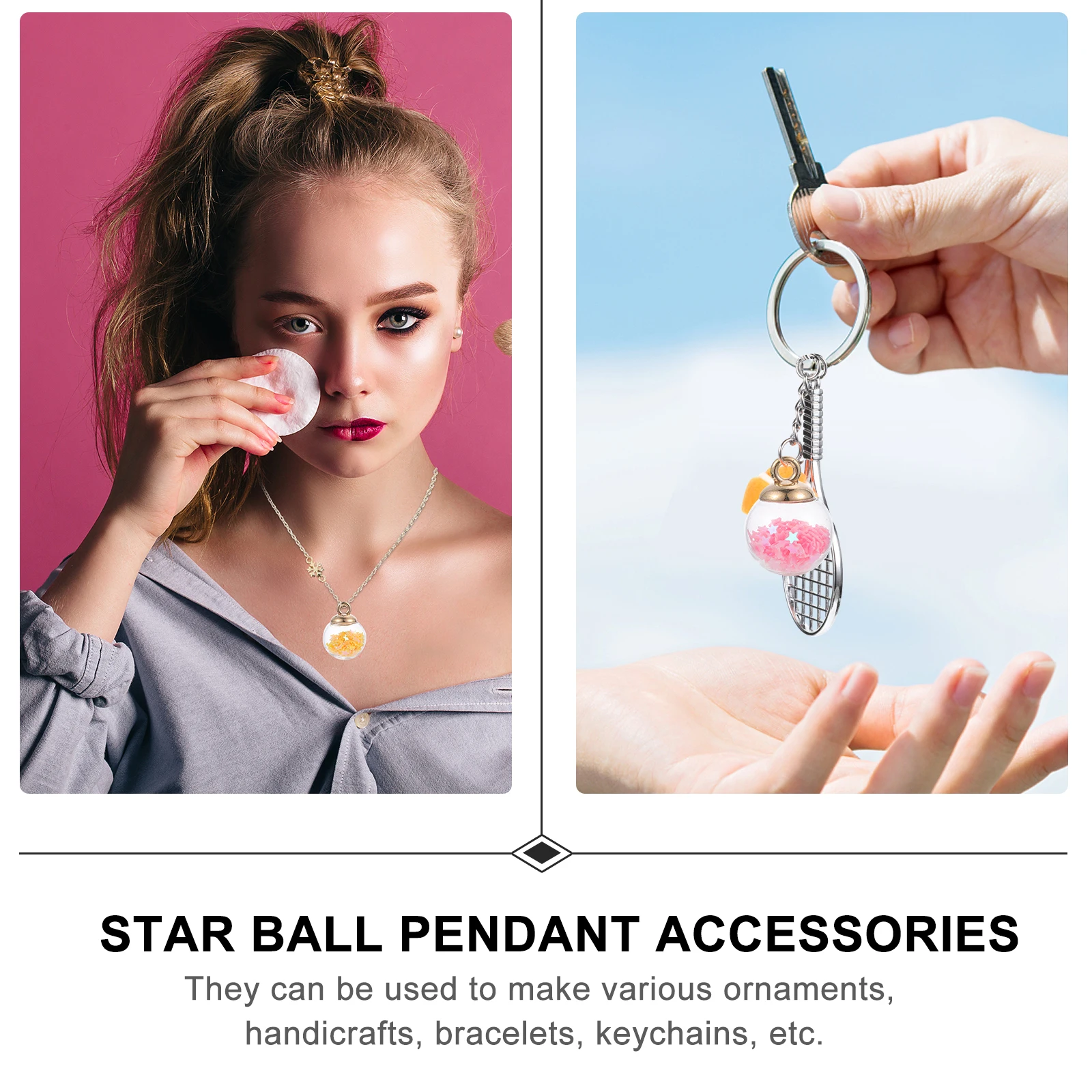 

30 Pcs Pentagram Pendant Glass Ball Charms Crystal Balls DIY Jewelry Supplies Accessories