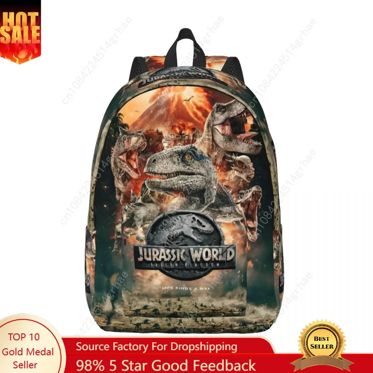 Jurassic Park World Classical Backpack Sports Student Work Daypack untuk Pria Wanita Tas Kanvas Komputer Laptop