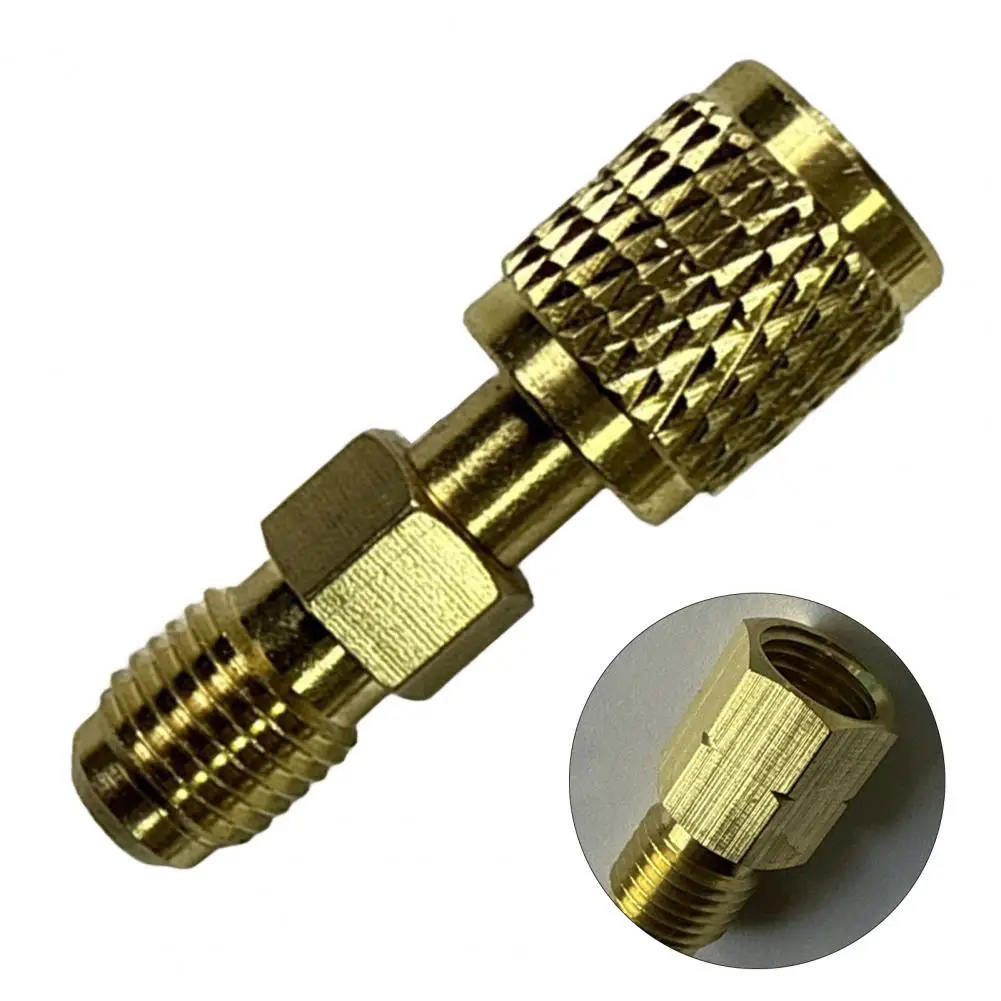Tight Spaces Adapter Universal R32 R454b Refrigerant Brass Adapter for Easy Installation of Gauge Hose Connector Reverse Thread