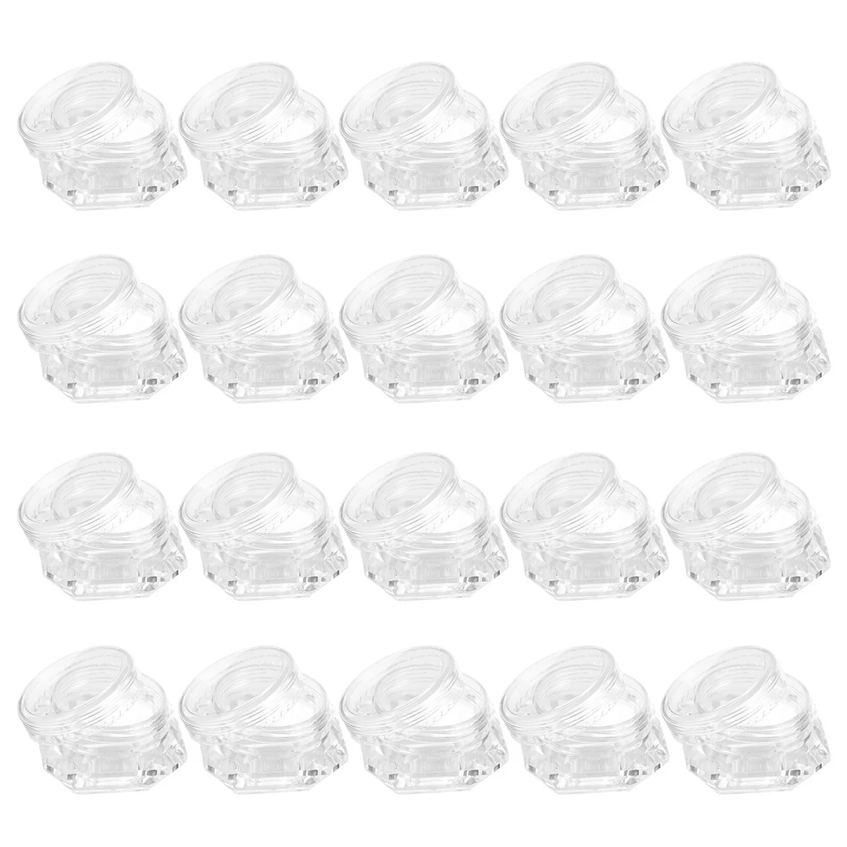 20 szt. Pojemników Wielokrotnego Użytku Przezroczyste Słoiczki 5G Puste na Kremy Balsamy Brokat Puder Sypki Cienie do Powiek Przechowywanie