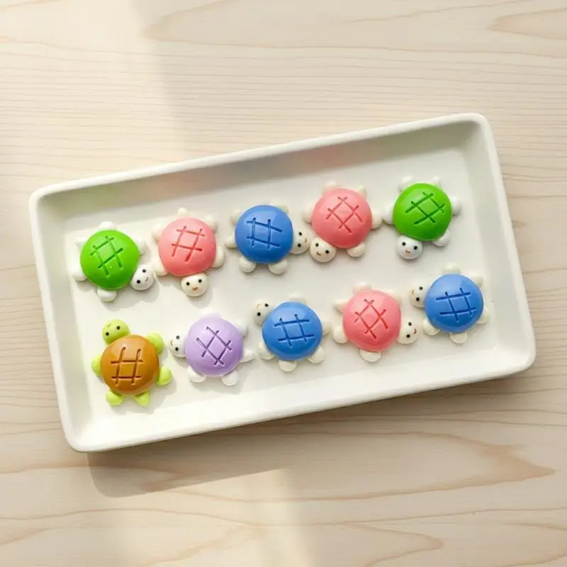 10pcs Solid-colored Small Turtle Cartoon Glossy Handmade DIY Resin Accessory Small Ornament