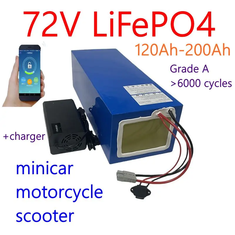 

72V 40Ah 20Ah 30Ah 50Ah 60Ah 80Ah 100Ah 120Ah 150Ah 200Ah LiFepO4 литиевая батарея с BMS для 72V 2KW 3KW 5KW Motor minicar