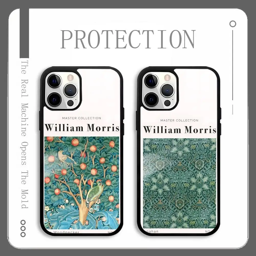 

Nordic INS W-William Morris Phone Case For IPhone 16 15 14 13 12 11 Pro Max Plus Mini Plus Hard Mirror Surface Protect Funda