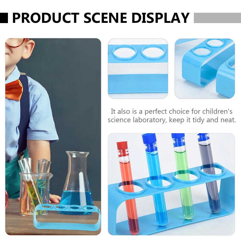 3Pcs Plastic Tube Rack for Science Lab Fine Workmanship Wear Resistant Simple Elegant Design Test Tube Stand Storage