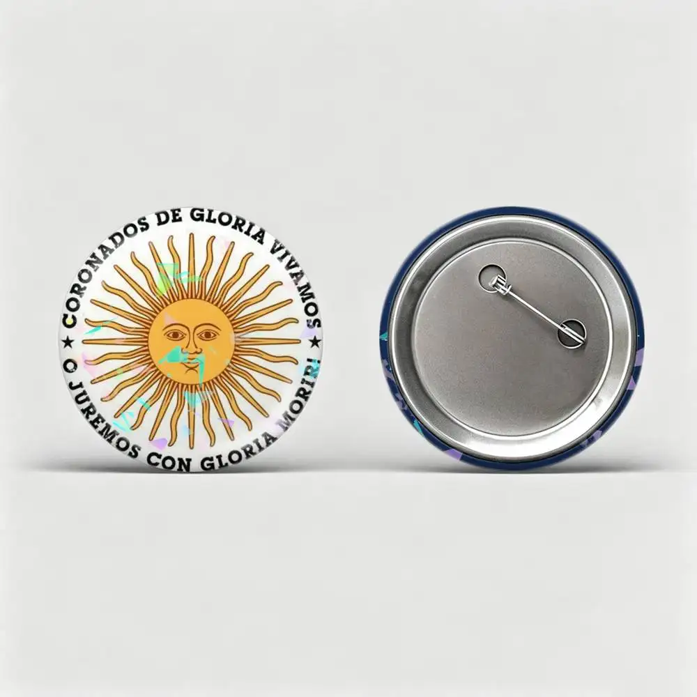 A-Argentina Sol de Mayo Art Flag Custom Tinplate Round Button Badges Pins Brooches for Clothes Backpack