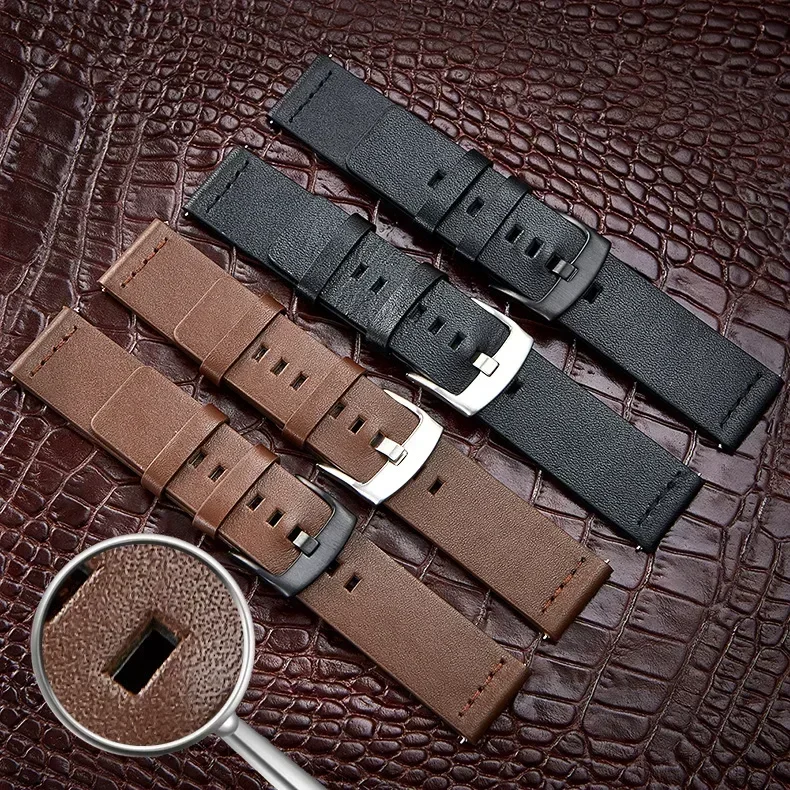 22 24mm Leather band for Samsung Galaxy watch watch 3 46mm 42 Active2 40 44 SmartWatch Quick release WatchStrap 18 20mm Bracelet