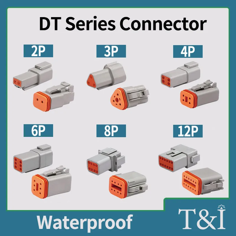 DT Style Connector Mating Set Gray Orange Latch Housing Contacts 2 3 4 6 8 12 Pin Choices 1 5 10 Sets Options for Harness Repair