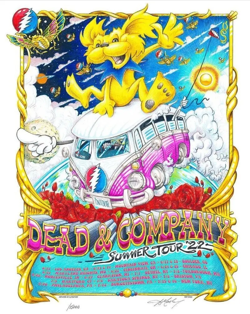 Home Pintura Decorativa Cartaz De Seda, Arte Adesivos De Parede, Estádio Dodger Dead and Company, Summer Tour, 2022