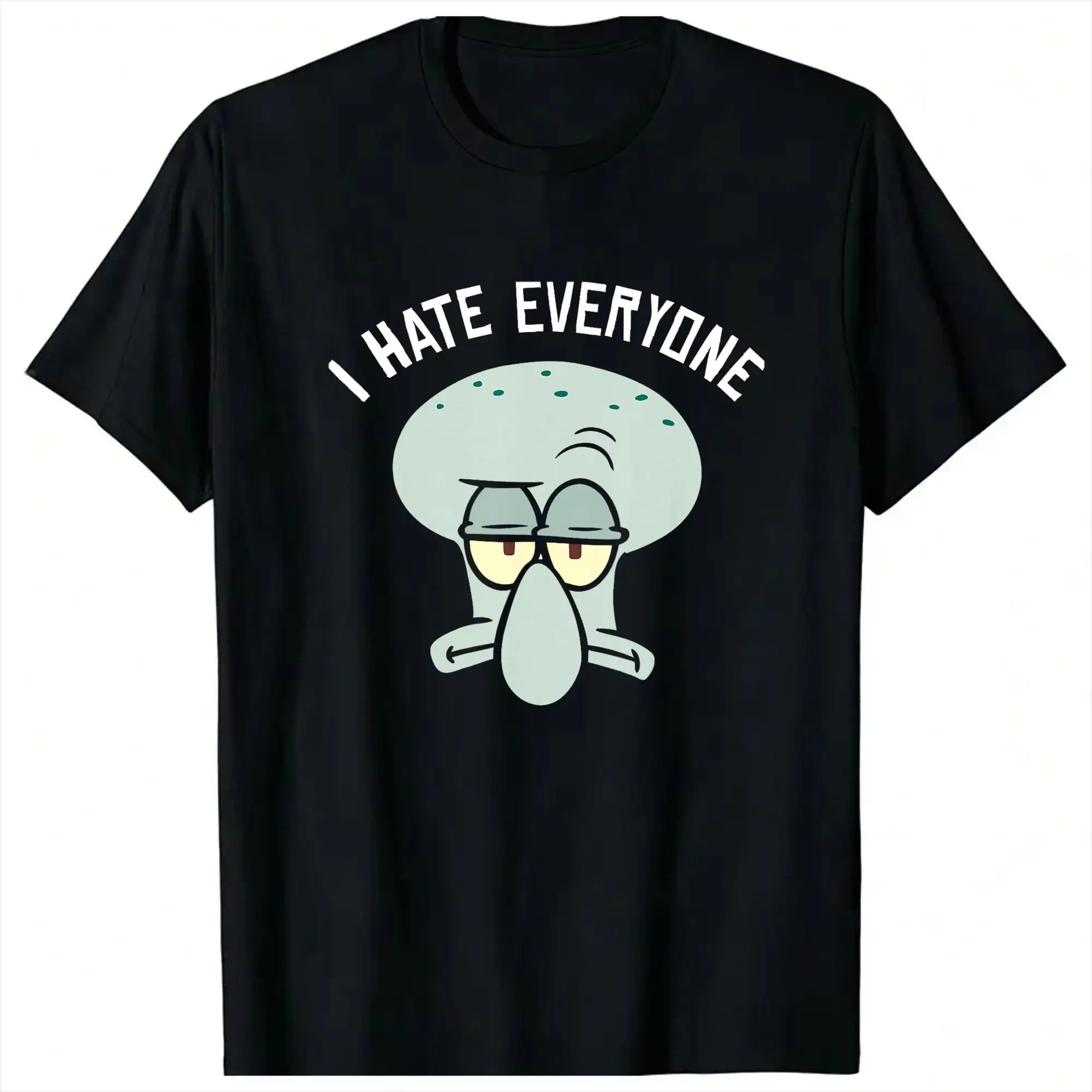 Spongebobs Squidward I Hate Everyone Man T Shirts Summer O Neck Hipster Tee Shirt Design Oversized Tops