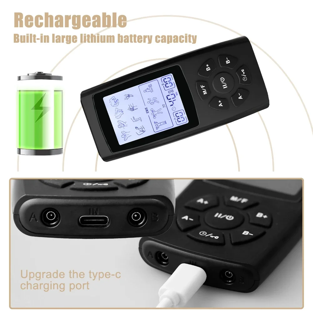 10 وسادة عشرات EMS الوخز بالإبر نبض مدلك الكهربائية محفز العضلات الكهربائية تحفيز آلة العلاج الطبيعي لتخفيف الآلام