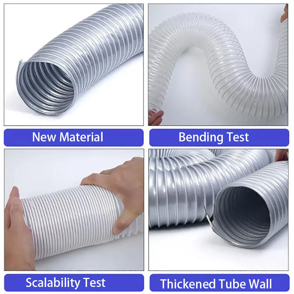 Transparent Blue Gray PVC Pipe For Vacuum Cleaning, Vacuum Smoke Exhaust Plastic Corrugated Pipe, Hose Inner Diameter 25-100mm