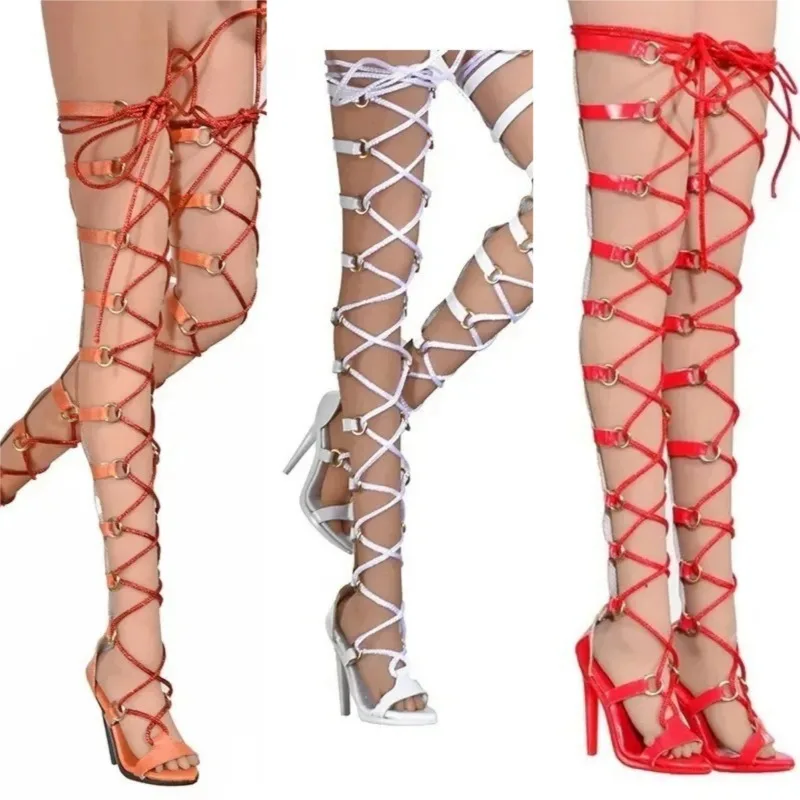 

1/6 Scale Soldier Strapped Hollow Sandals Long High-heeled Shoes Boots Model for 12" Female Phicen TBL Ordinary Foot Body Toys