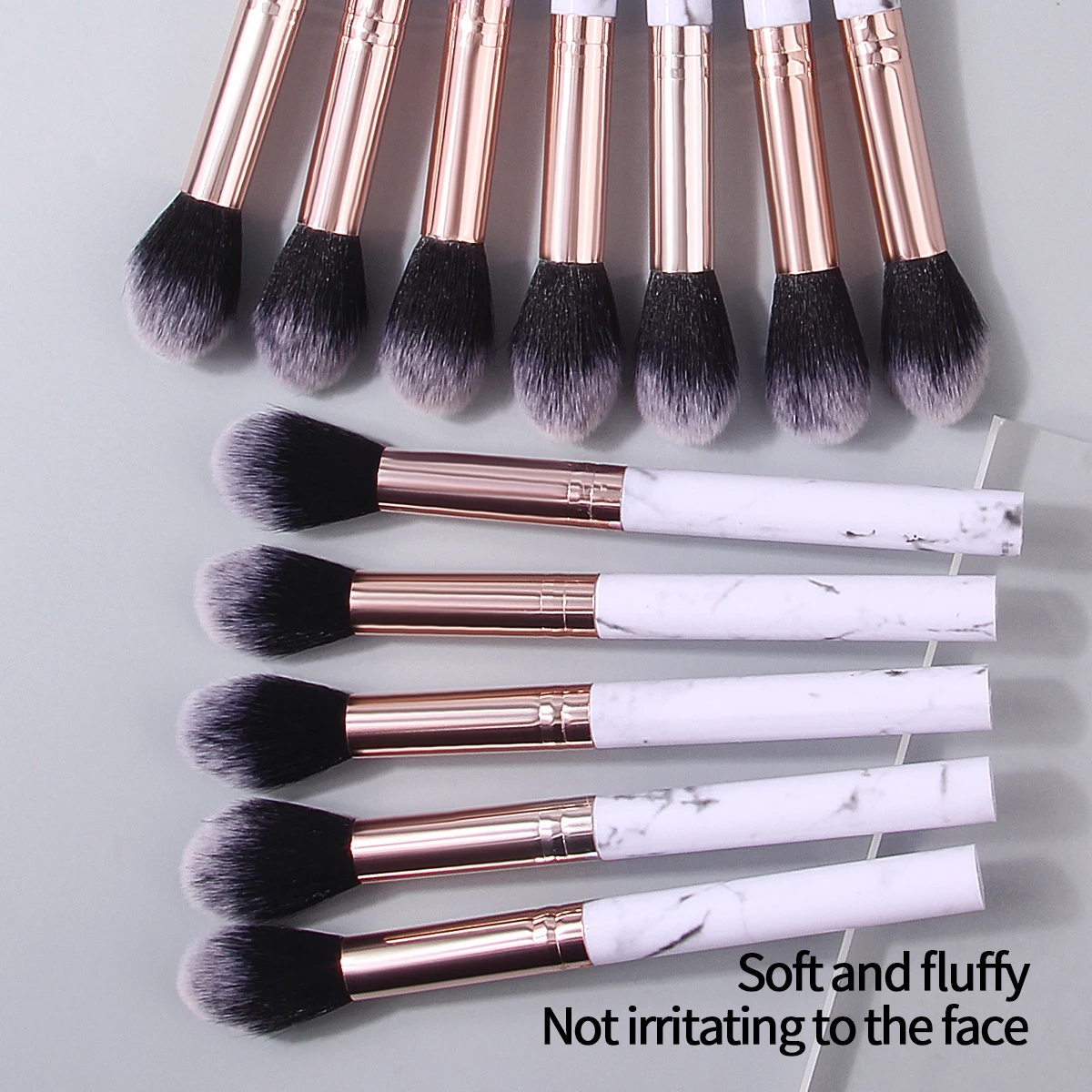 12-teiliges professionelles Make-up-Pinsel-Set, weiche Borsten, Marmor-Textur-Griff, Mehrzweck-Gesichtspinsel, Make-up-Werkzeug für Anfänger
