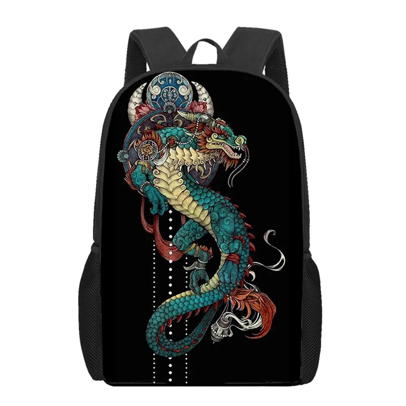 Sac à dos imprimé dragon de style chinois pour garçons et filles, sacs de livre pour enfants, sac à dos pour ordinateur portable adolescent, sac à dos de voyage décontracté pour hommes et femmes