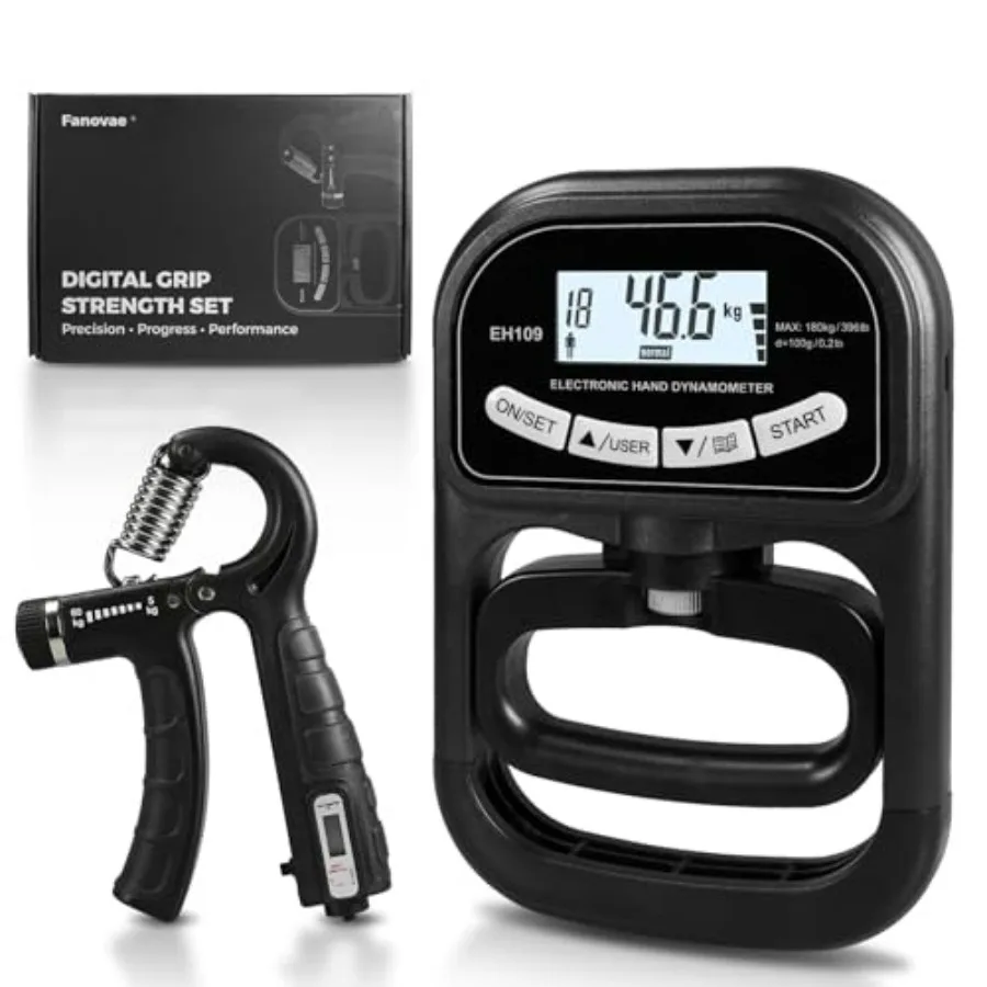 

Цифровой набор для измерения силы сцепления и тренажера — ручной динамометр с ЖК-дисплеем с 19 пользовательскими памятью, питанием от USB или батареи + электронной ручкой