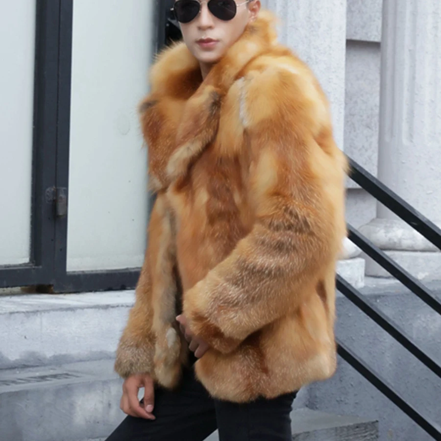 Fur Coat Men Natural Fox Fur Best Sellers Men Winter Jacket Suit Collar Leather Fox Fur Coat New 2022